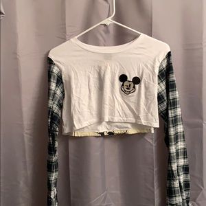 Authentic Disney wear flannel long sleeve crop tee